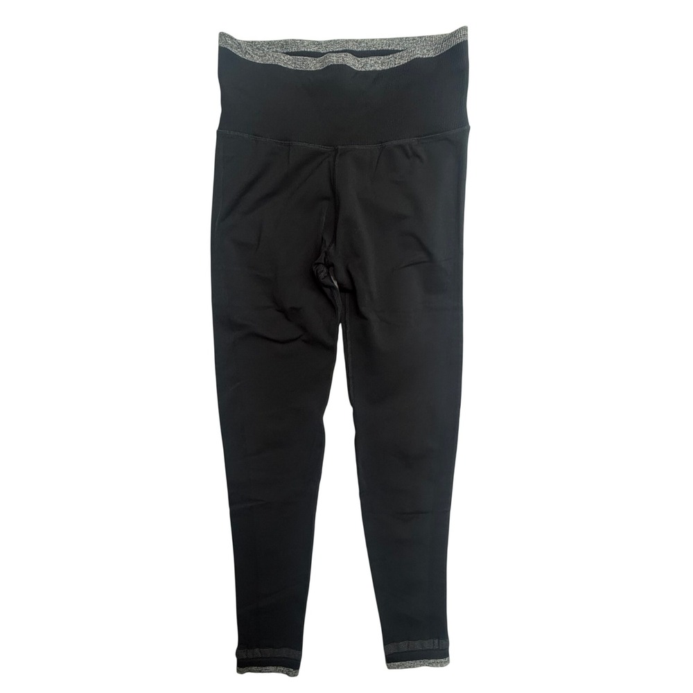 Athleta Black High Rise Seamless Leggings Womens Small Ribbed‎ Waist Active